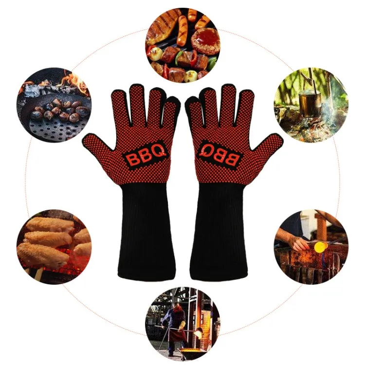 1 Pair High Temperature Resistant Silicone BBQ Gloves  Anti-Scalding Gloves(Middle Flame Blue)