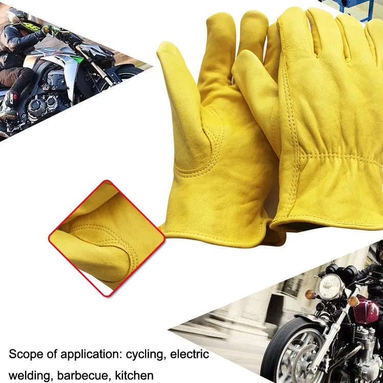 1 Pair JJ-5002 Outdoor Riding Gardening Genuine Leather Safety Gloves, Size: XL