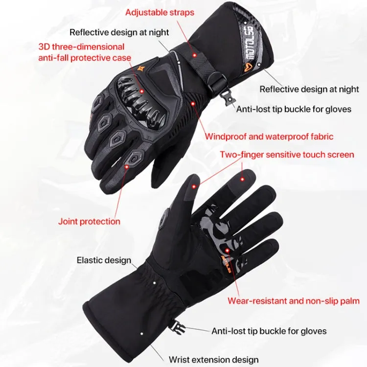 1-Pair MOTOLSG Motorcycle Riding Waterproof Winter Warm Gloves, Size:XL(Black)