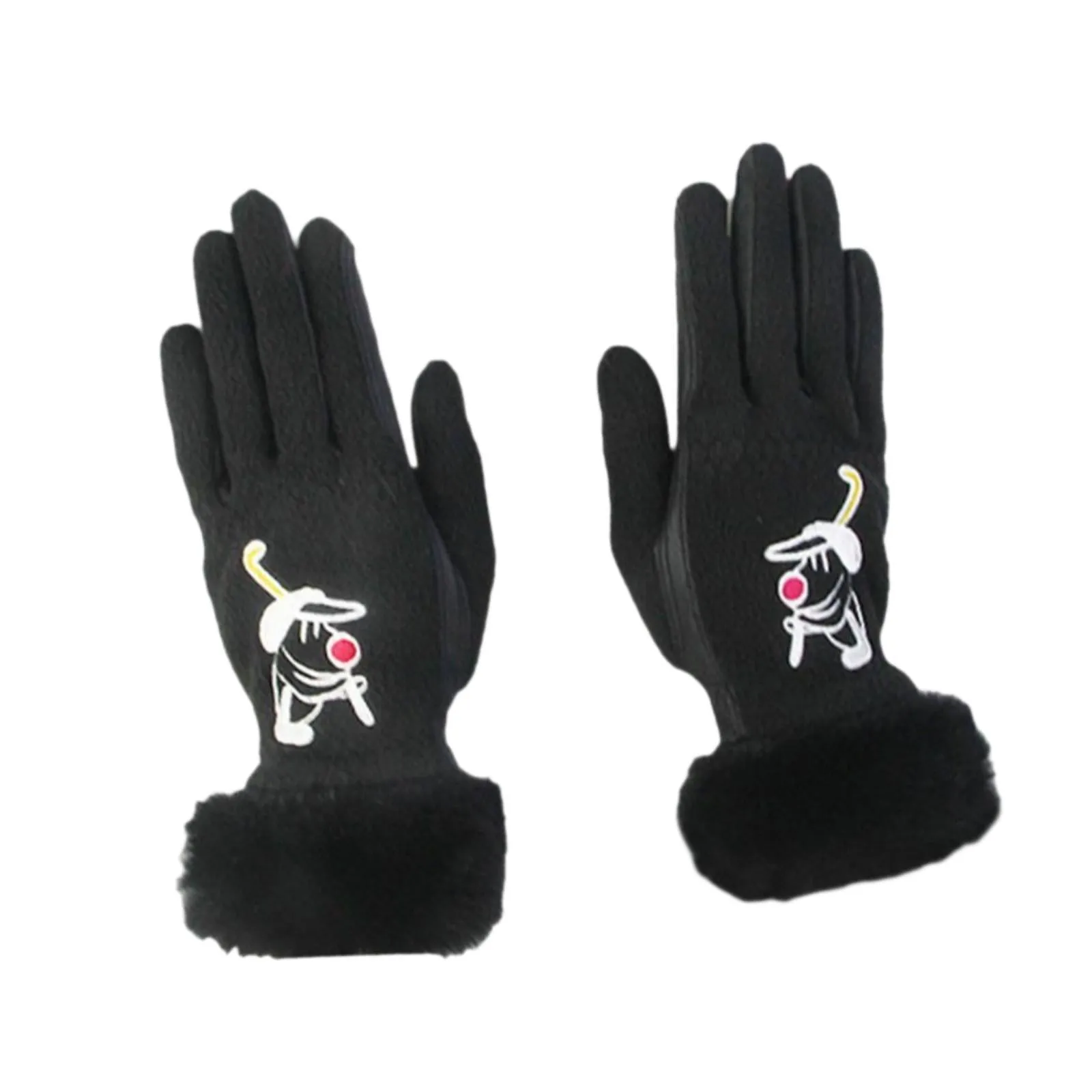 1 Pair of Golf Gloves Winter Training Gloves Mitts for Fishing Biking Hiking Black 21