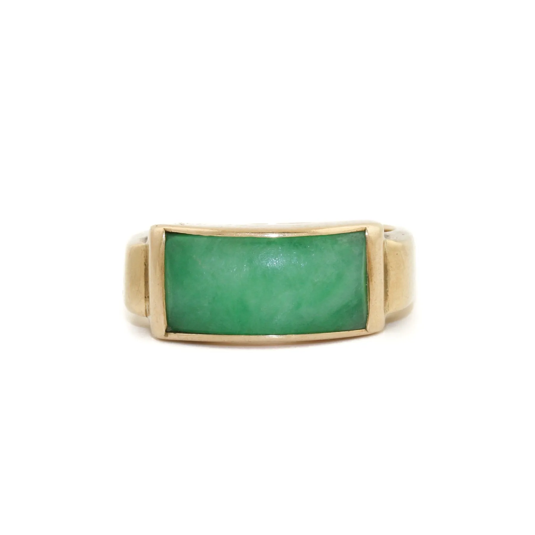 10k Gold x Green Jade Rectangle Signet Band