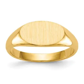 14k 6.5x11.5mm Closed Back Oval Top Signet Ring