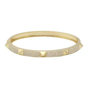 14K Gold 5-Row Diamond Pave Pyramid Stud Bangle