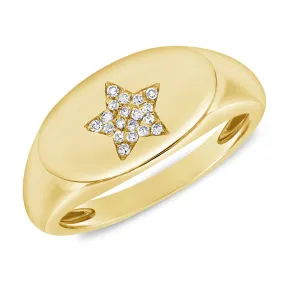 14k Gold & Diamond Star Ring - 0.05ct