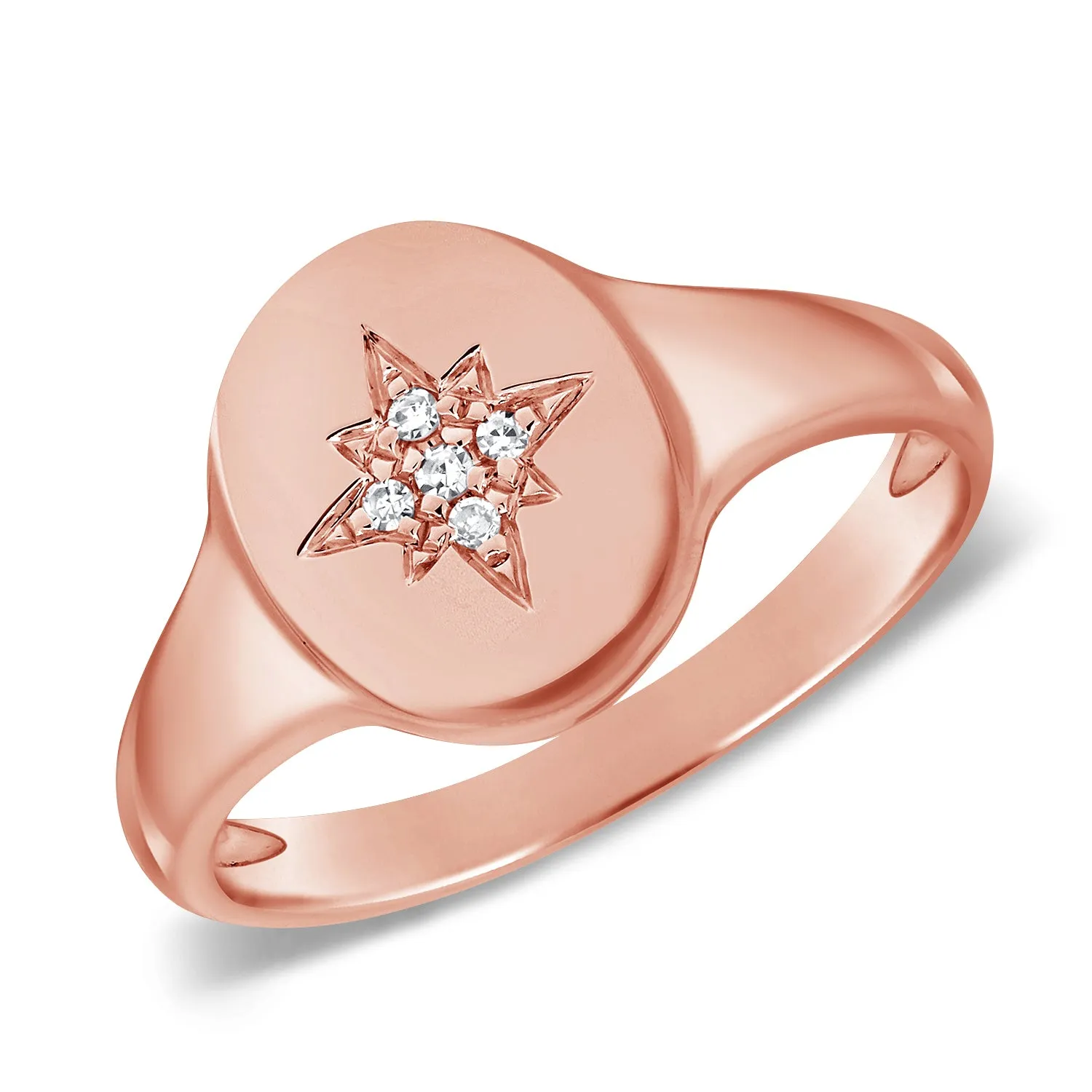 14k Gold & Diamond Starburst Pinky Ring - 0.02ct