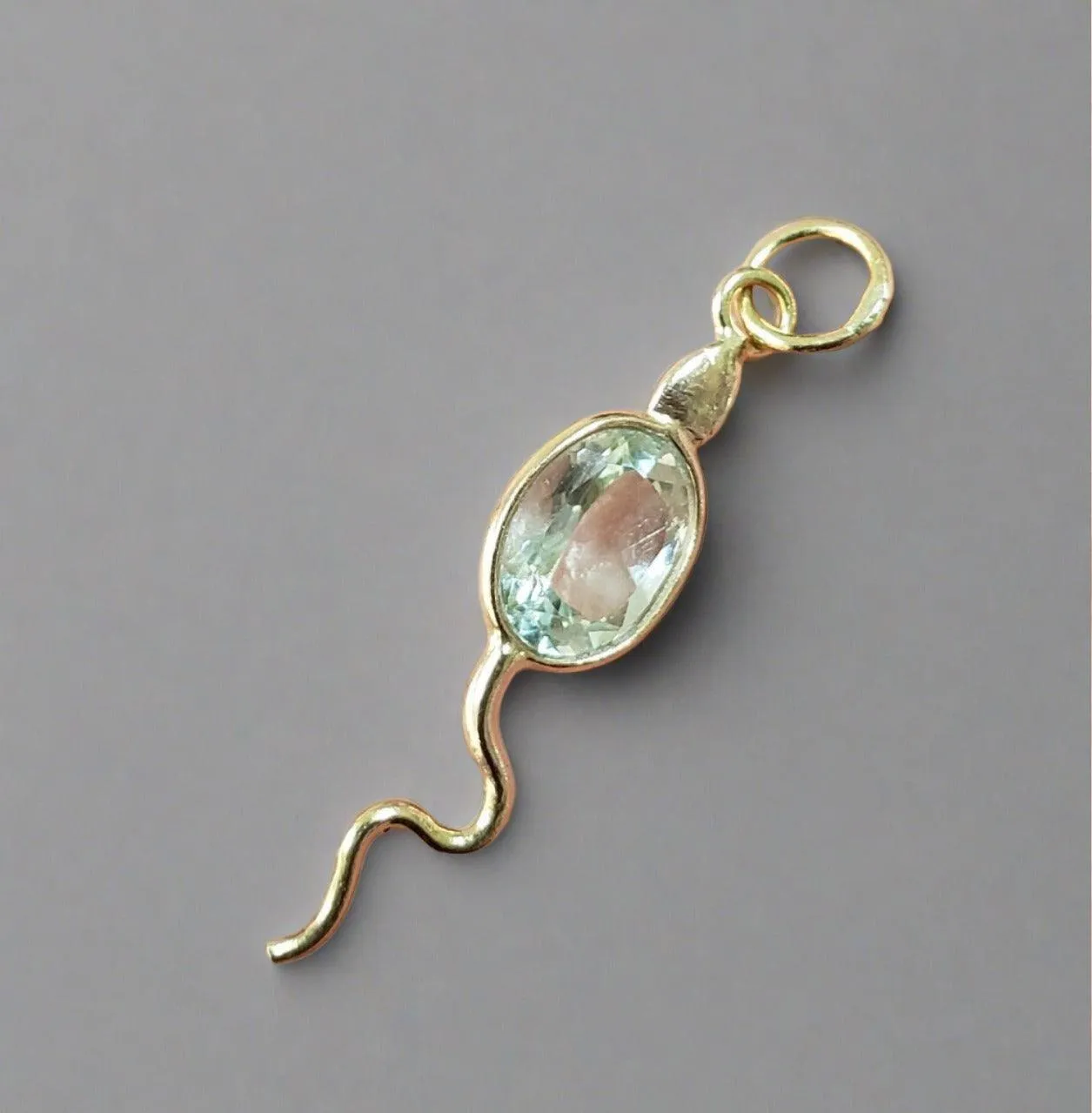 14k Gold Aquamarine Snake Gold Pendant