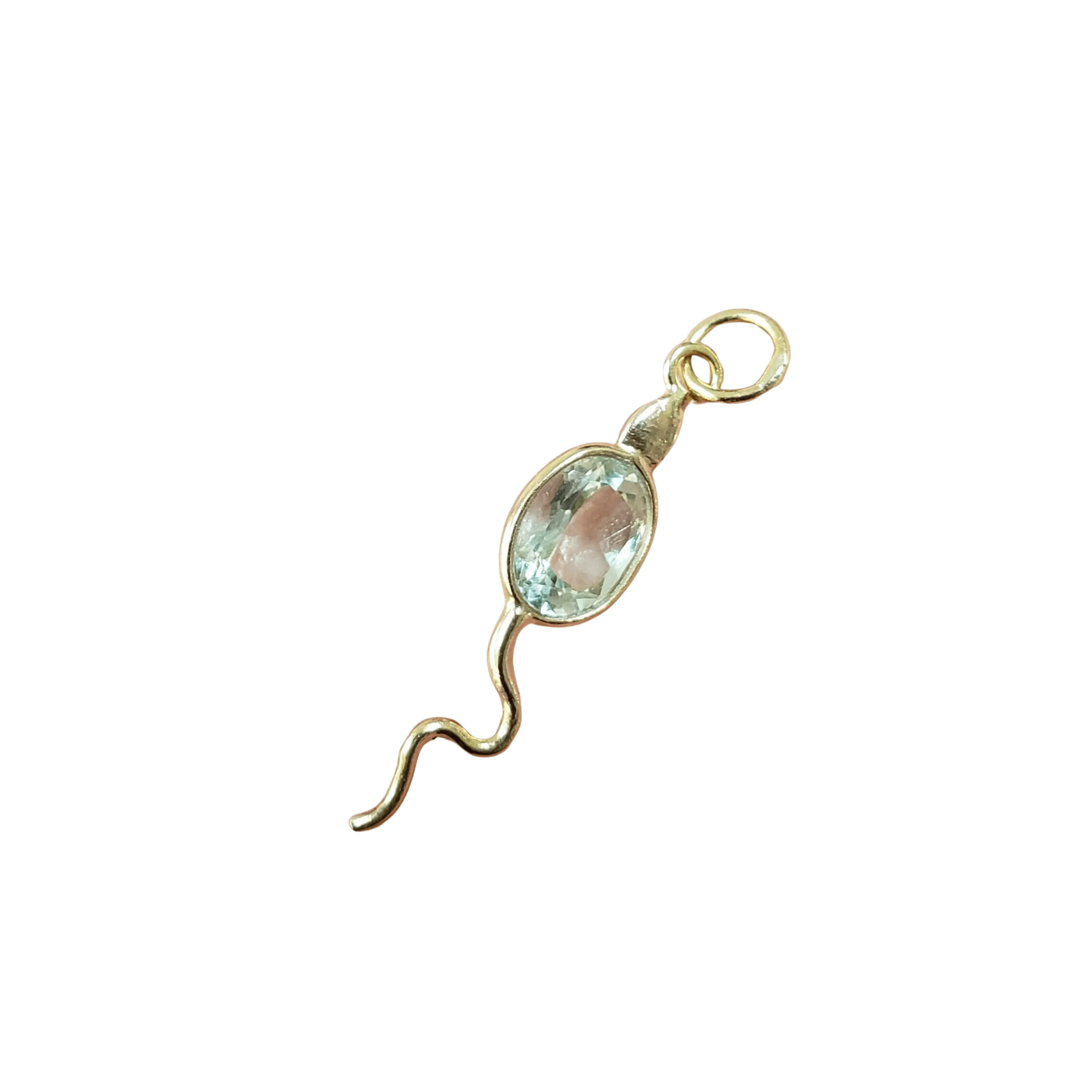 14k Gold Aquamarine Snake Gold Pendant