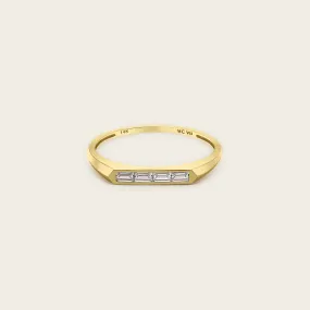 14k Solid Gold Diamond Baguette Signet Ring