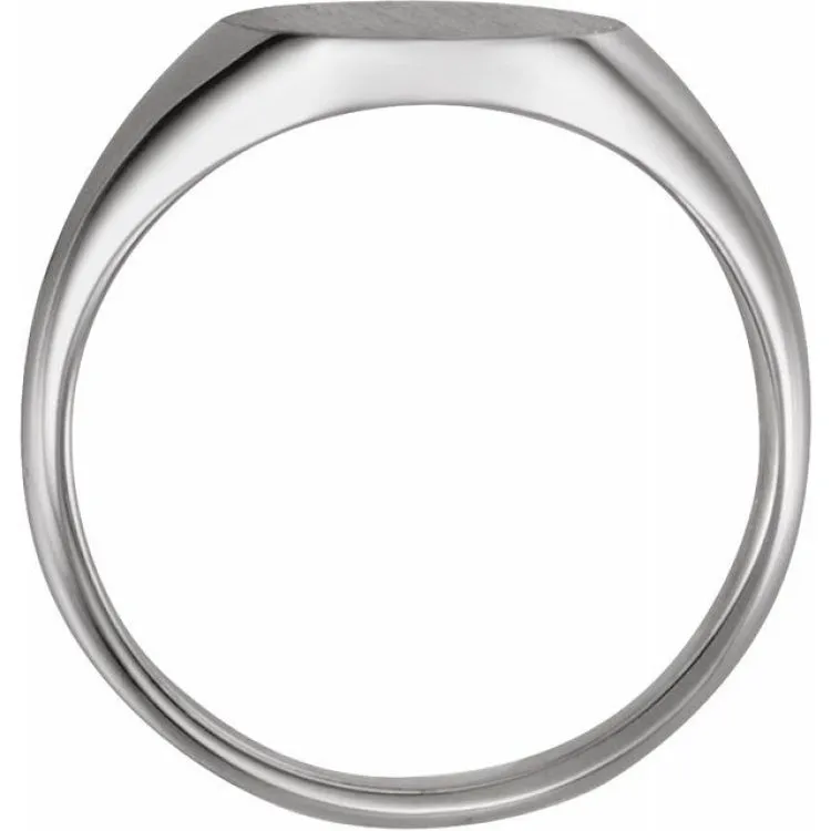 14K White 11x9.5 mm Oval Signet Ring