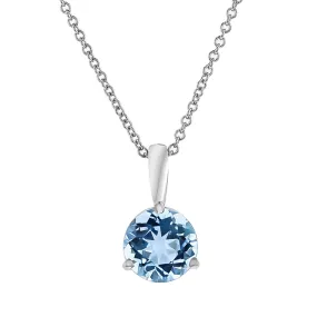 14K White Gold Aquamarine Pendant Necklace