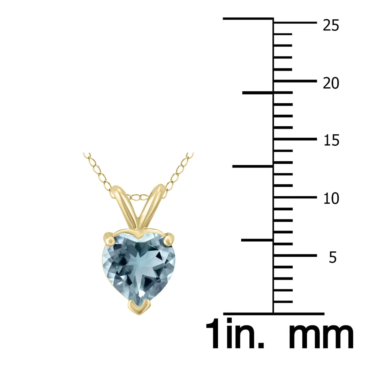 14K Yellow Gold 5Mm Heart Aquamarine Pendant