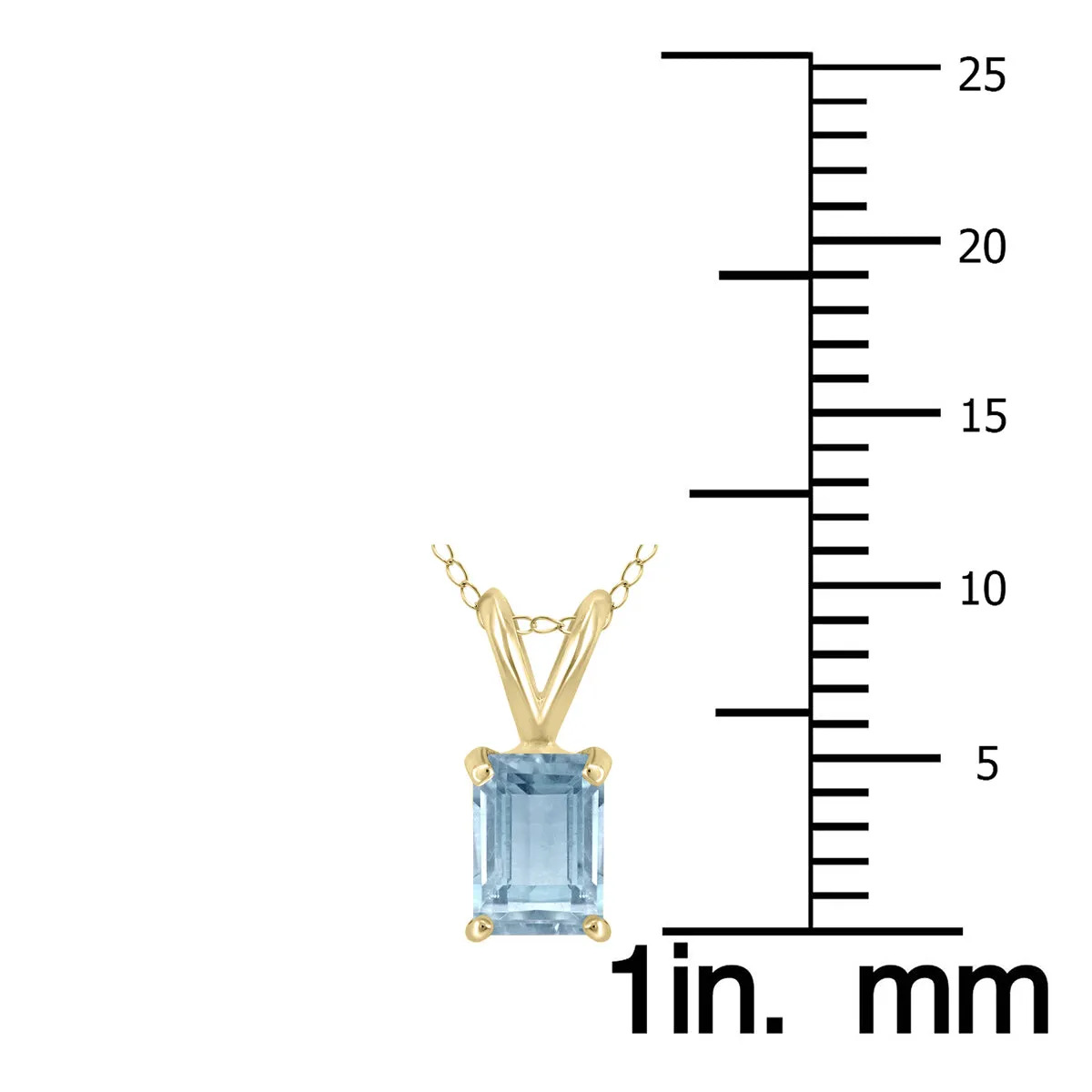 14K Yellow Gold 5X3Mm Emerald Shaped Aquamarine Pendant