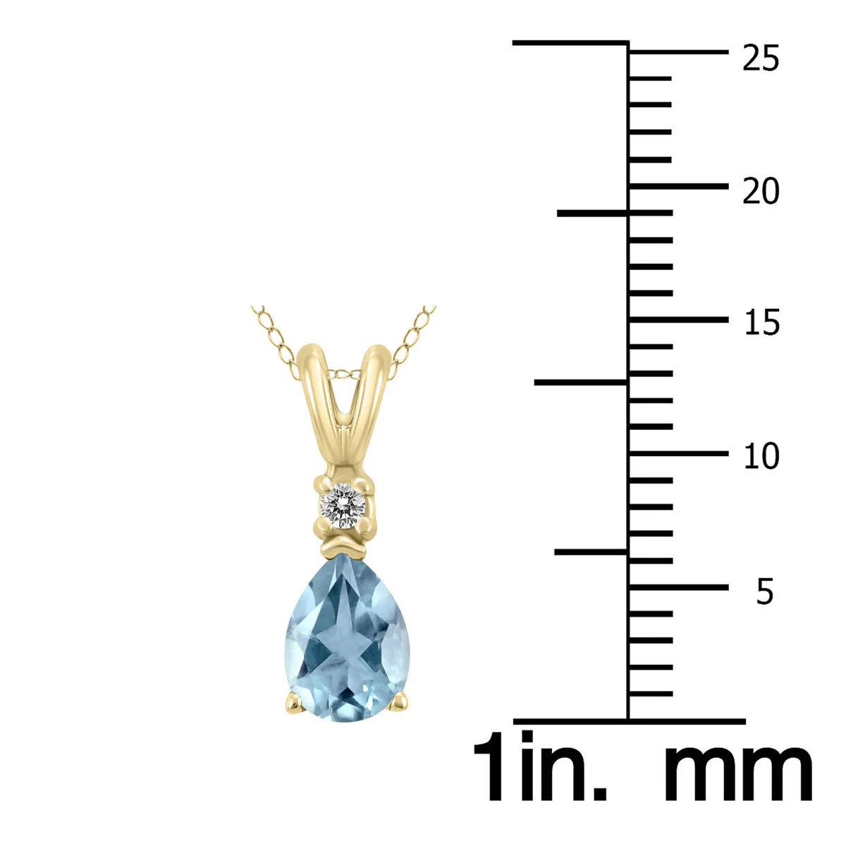 14K Yellow Gold 5X3Mm Pear Aquamarine And Diamond Pendant