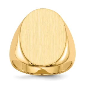 14k Yellow Gold Brushed Men's Polished Signet Ring