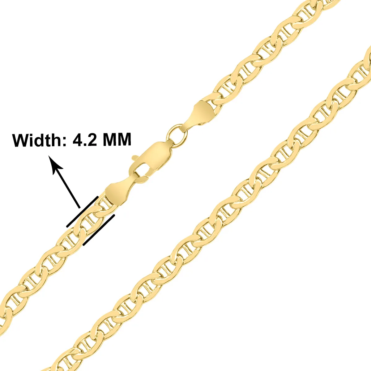 14K Yellow Gold Filled 4.2Mm Mariner Link Chain Bracelet With Lobster Clasp