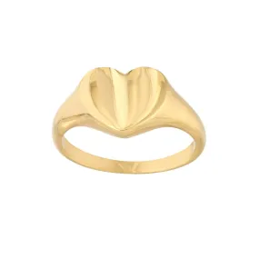 14K Yellow Gold Signet Mini Heart Ring