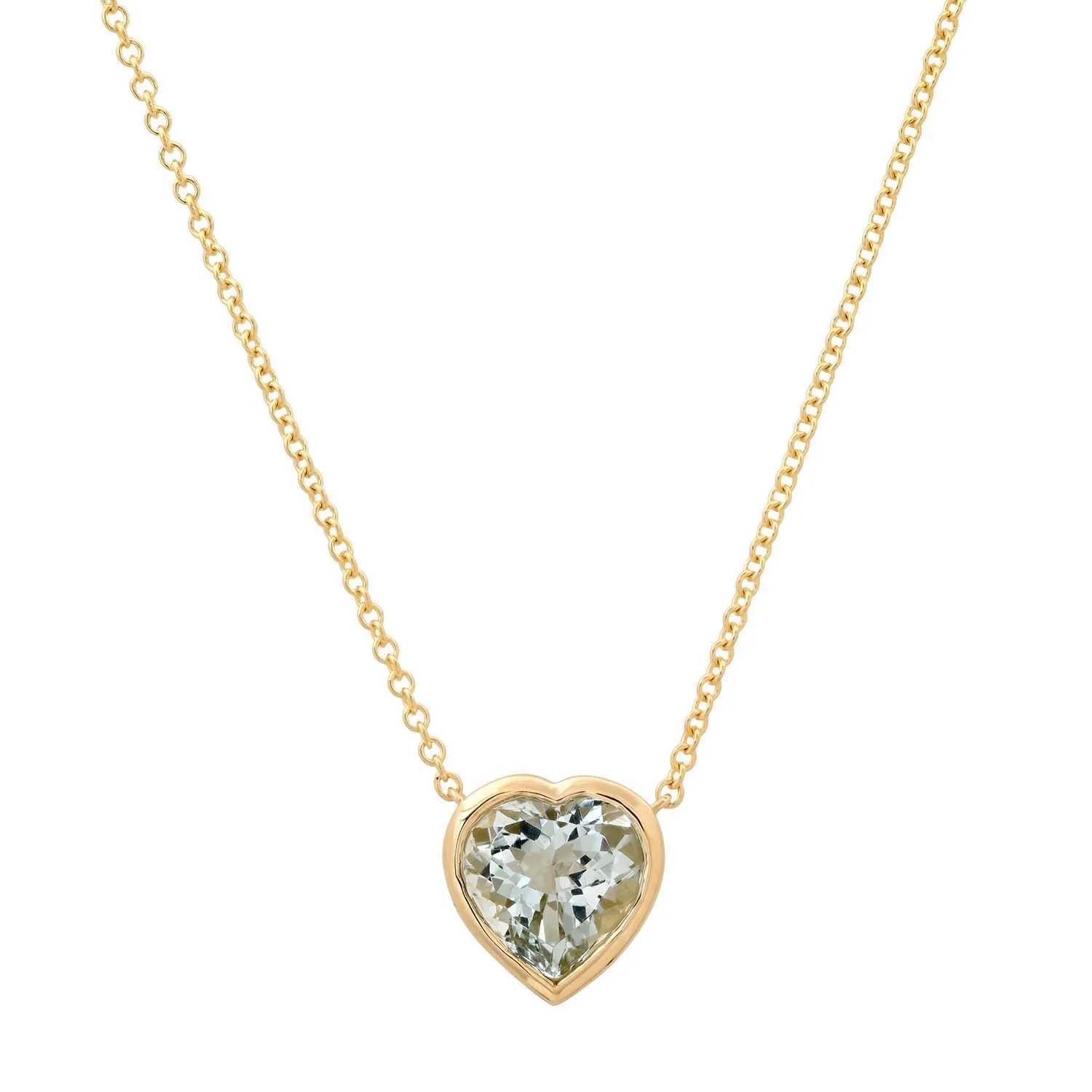 14K YG Aquamarine Heart Gypsy Necklace