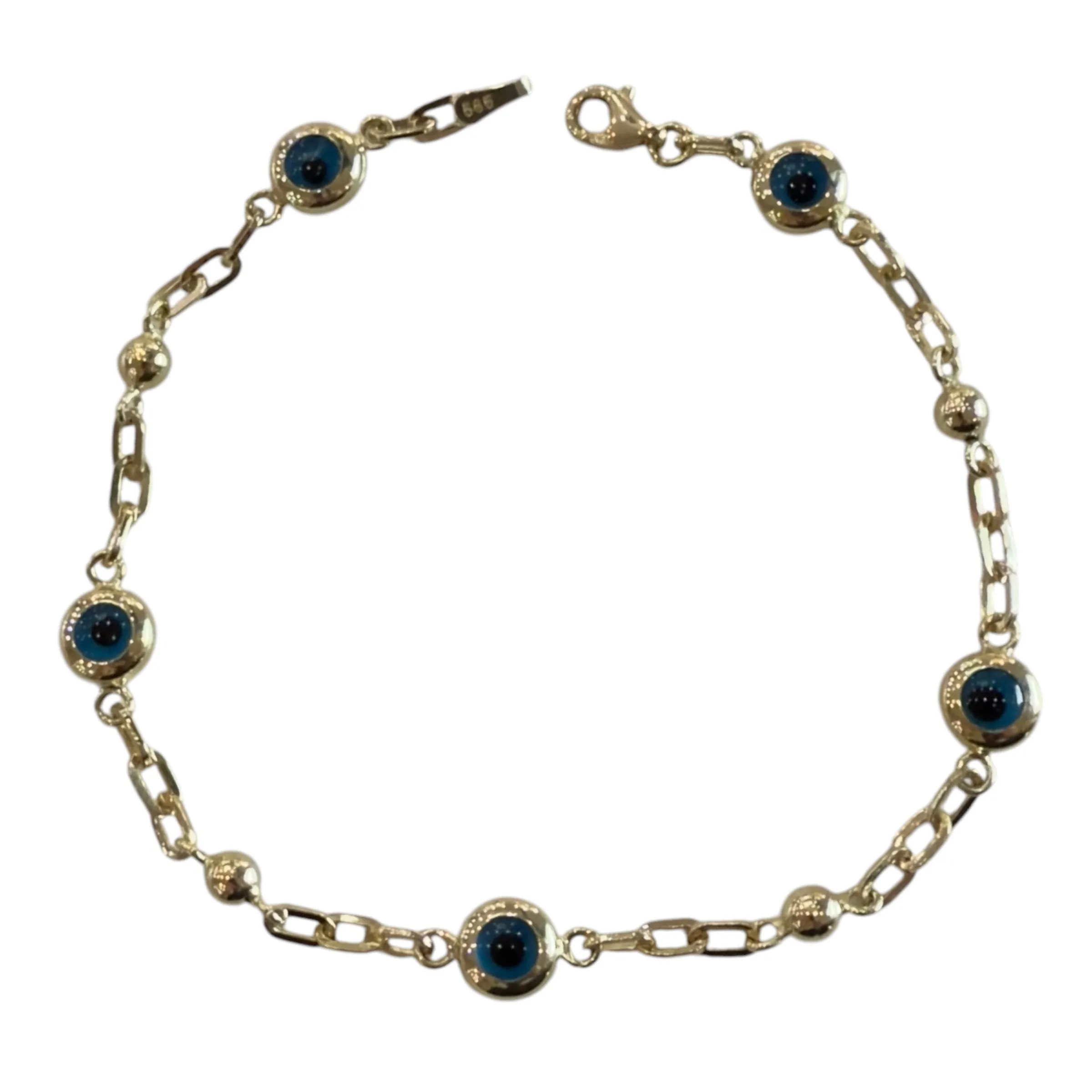 14kt Eye Bracelet with Paperclip Links