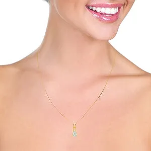 1.5 Carat 14K Solid Yellow Gold Walking In Rain Aquamarine Necklace