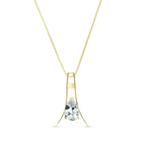 1.5 Carat 14K Solid Yellow Gold Walking In Rain Aquamarine Necklace