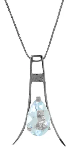 1.5 Carat 14K Solid Yellow Gold Walking In Rain Aquamarine Necklace