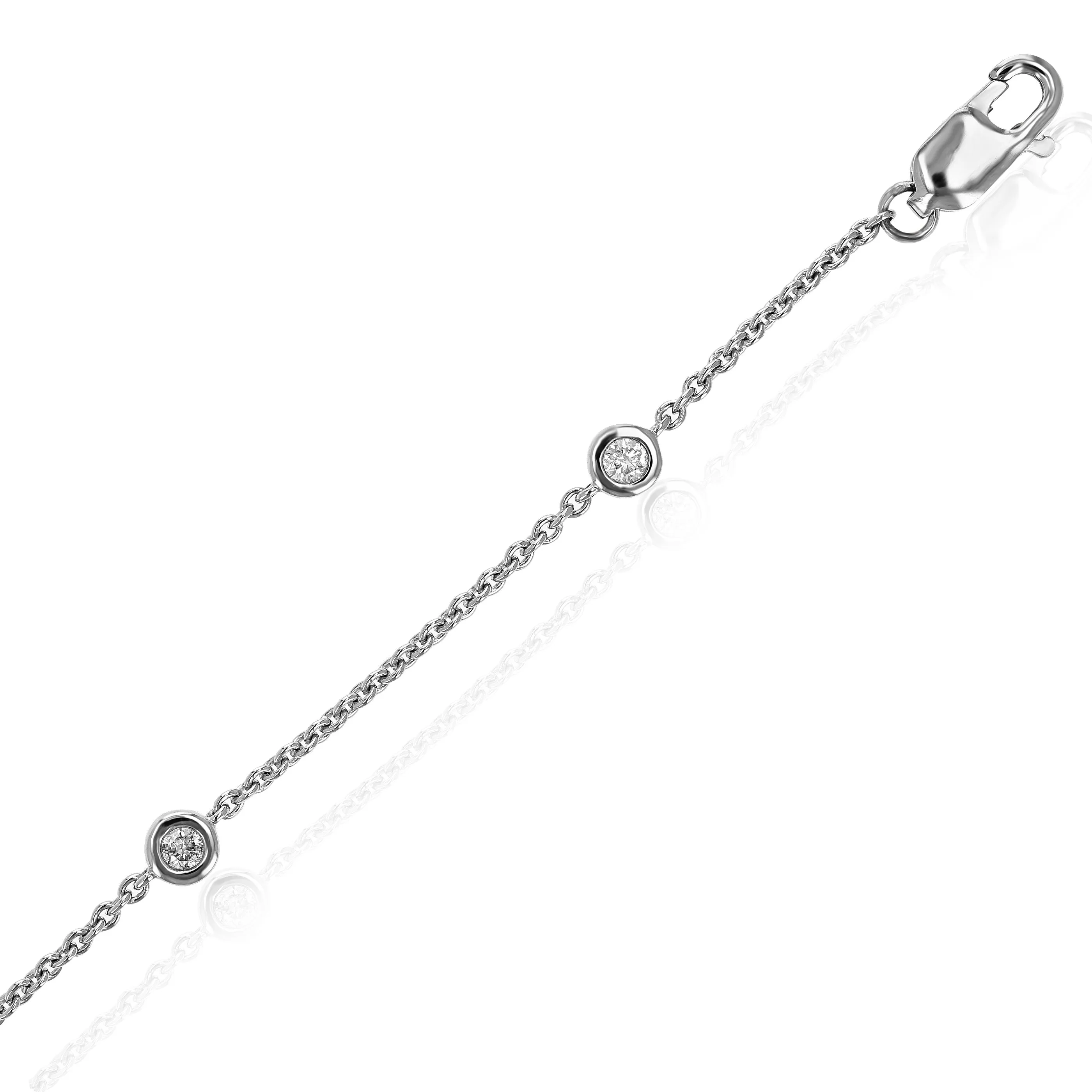 1/5 cttw  7 Stones Round Diamond Bracelet 14K White Gold Prong Set 7.25 Inch