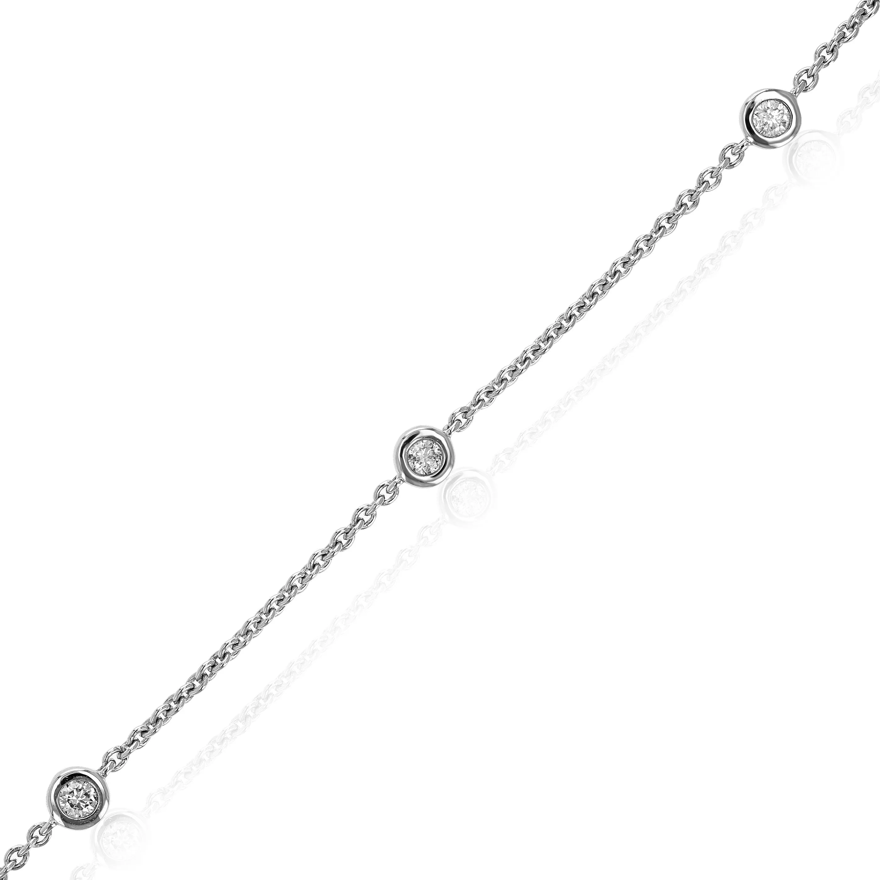 1/5 cttw  7 Stones Round Diamond Bracelet 14K White Gold Prong Set 7.25 Inch