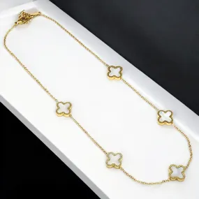 16" Gold Stainless Steel Clover Necklace