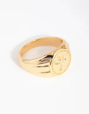 18ct Gold Plated Hummingbird Signet Ring