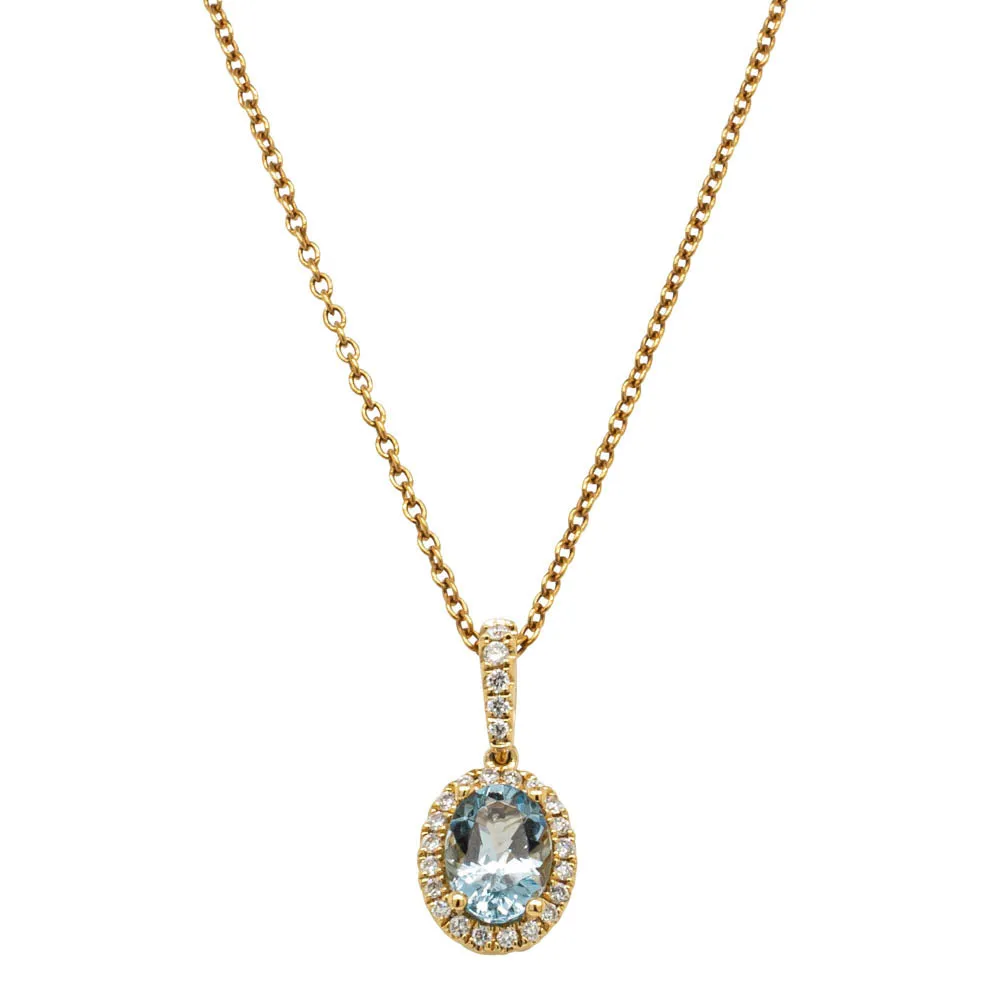 18ct Yellow Gold Aquamarine & Diamond Mini Sierra Pendant