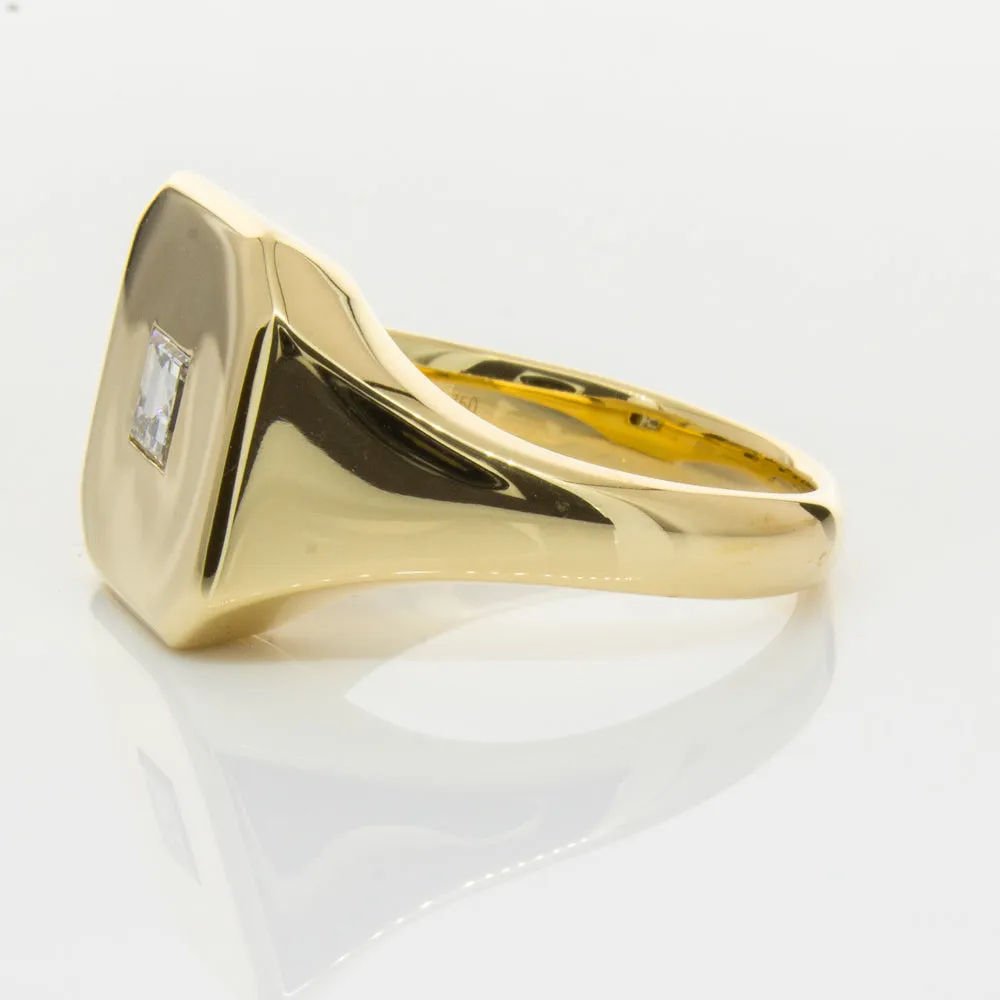 18ct Yellow Gold Diamond Mens Signet Ring
