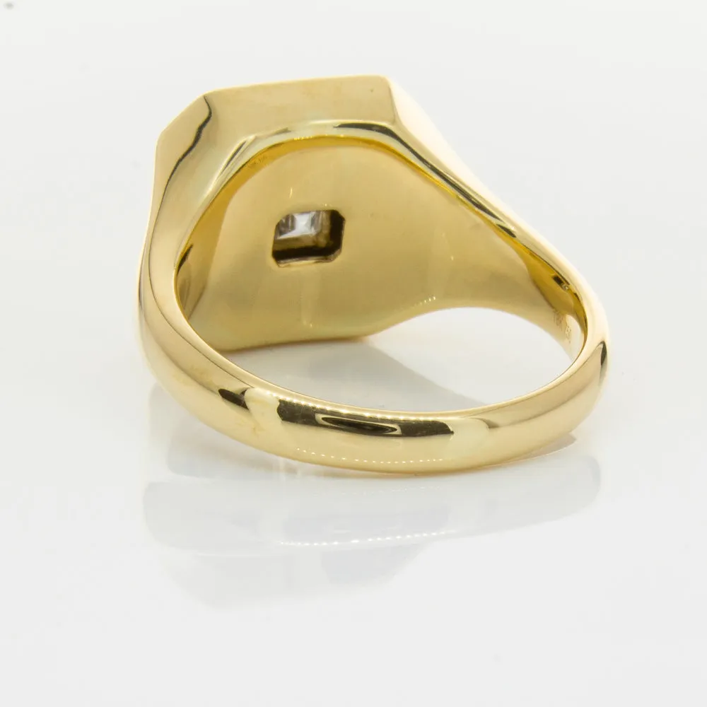 18ct Yellow Gold Diamond Mens Signet Ring