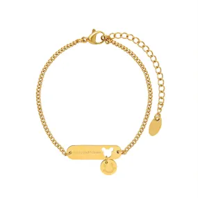 18K Gold Hollow Little Mouse Smiley Face Bracelet - Planderful Everyday Genie Collection