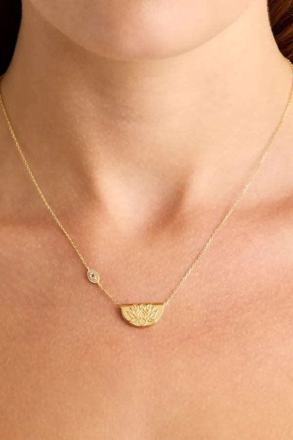 18k Gold Vermeil Eye of Peace Lotus Necklace