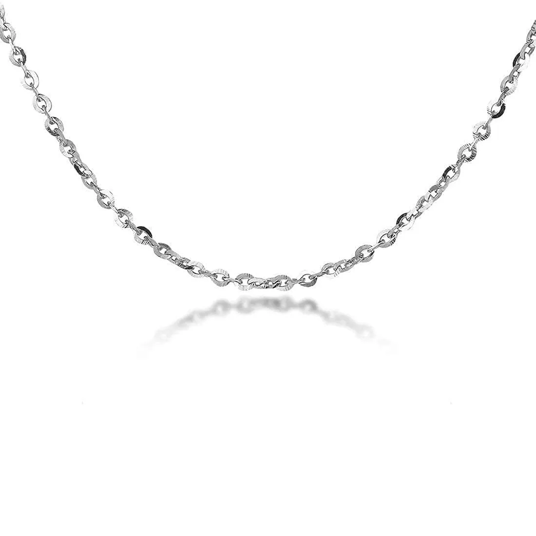 18K White Gold 1.2mm Adjustable Cable Chain Necklace - 18 INCH with Extender