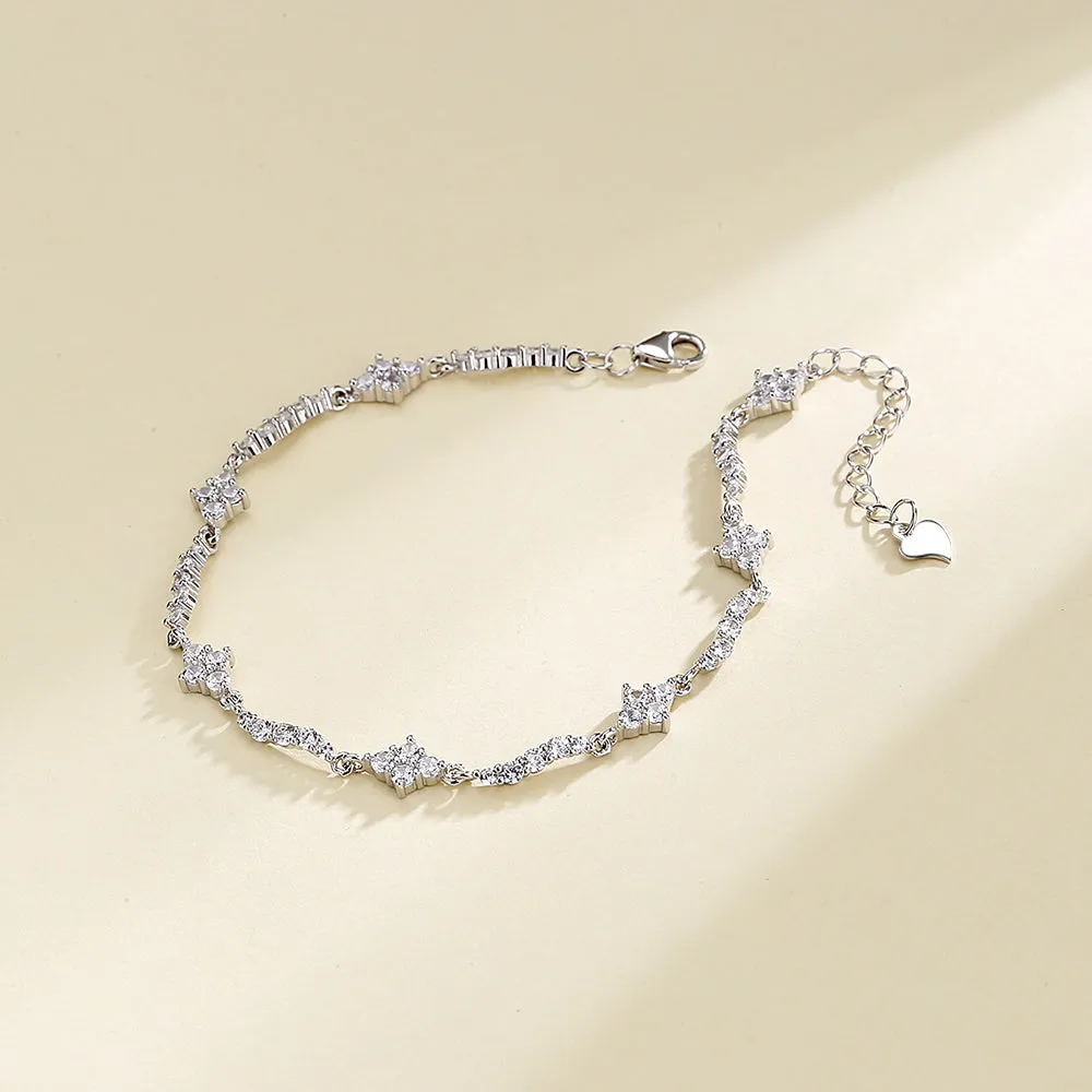 18K White Gold Bracelet with Genuine Crystals