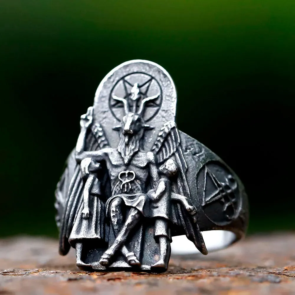 2024 Vintage Lucifer Satan Signet Ring for Men - Anubis Stainless Steel Fashion Punk Jewelry Gift