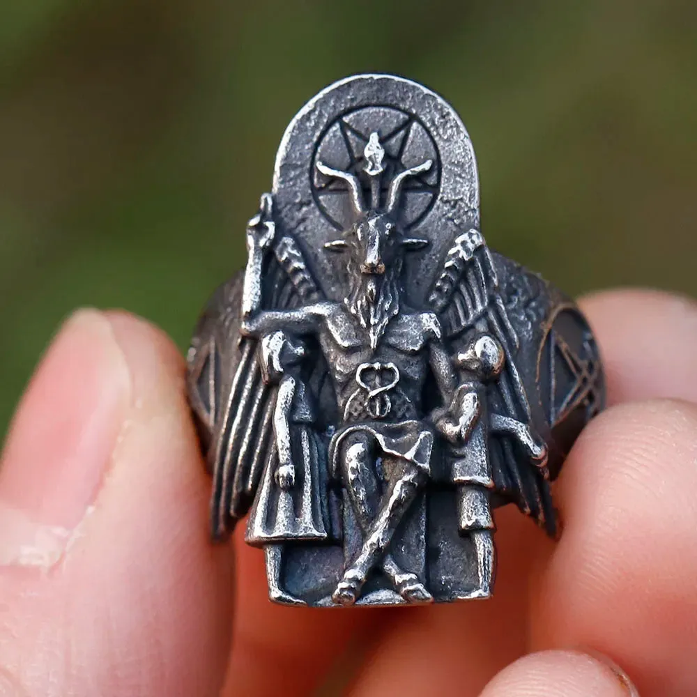 2024 Vintage Lucifer Satan Signet Ring for Men - Anubis Stainless Steel Fashion Punk Jewelry Gift