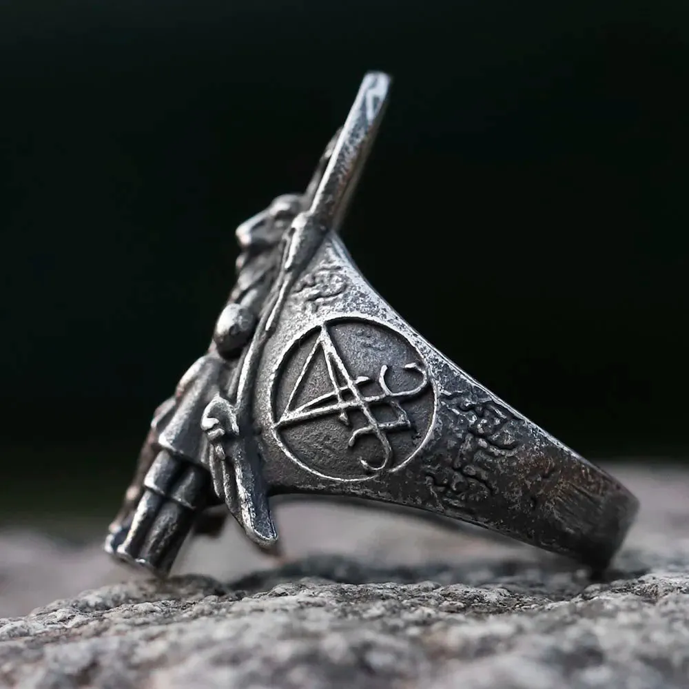 2024 Vintage Lucifer Satan Signet Ring for Men - Anubis Stainless Steel Fashion Punk Jewelry Gift