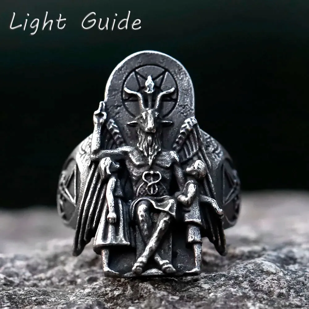 2024 Vintage Lucifer Satan Signet Ring for Men - Anubis Stainless Steel Fashion Punk Jewelry Gift