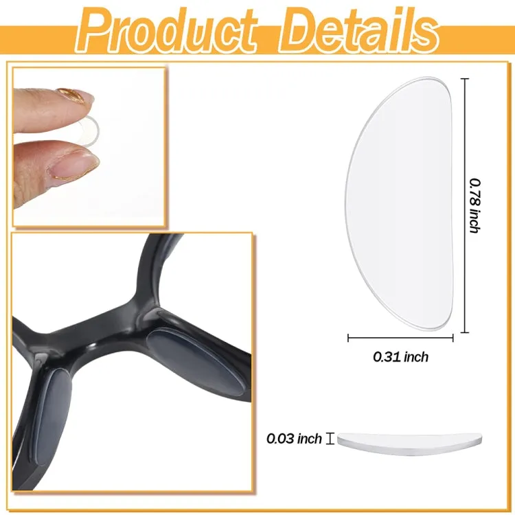 20pairs Self-Adhesive Glasses Silicone Anti-Slip Nose Pad, Size: D-shaped(Transparent)