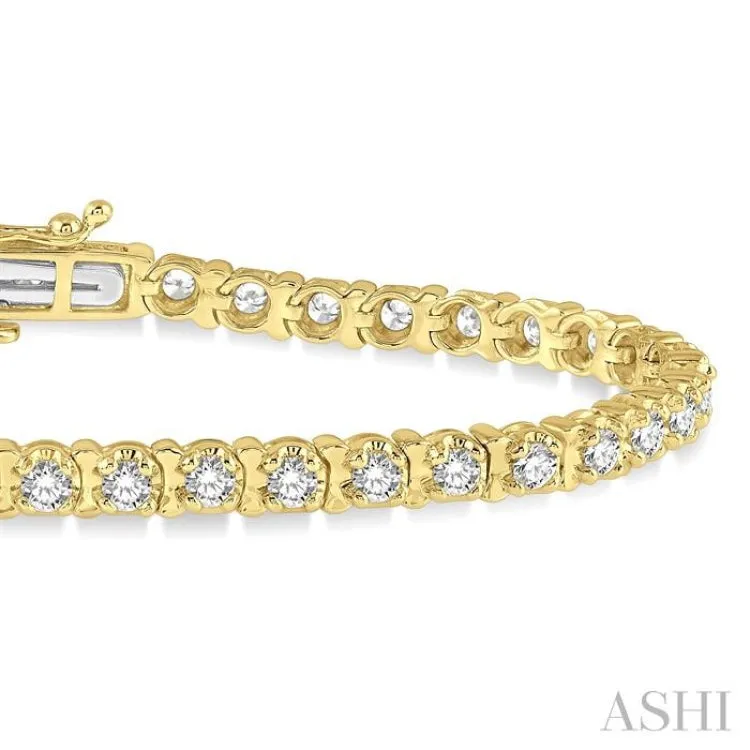 3 ctw Round Cut Diamond Tulip Bracelet in 14K Yellow Gold