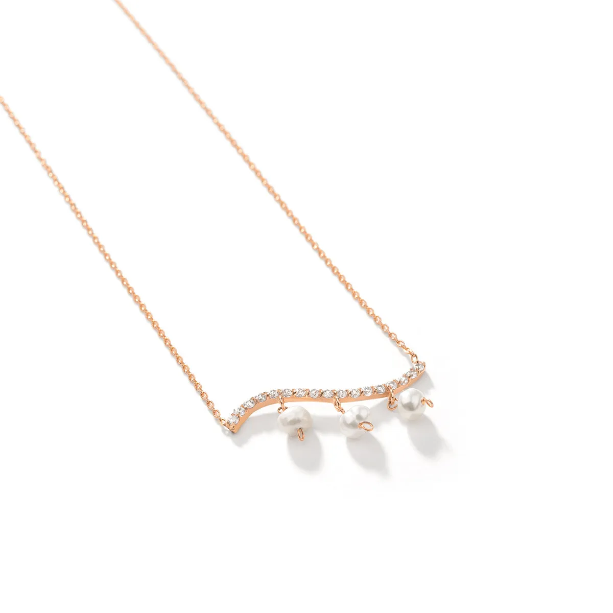 3 Pearls Curved Necklace