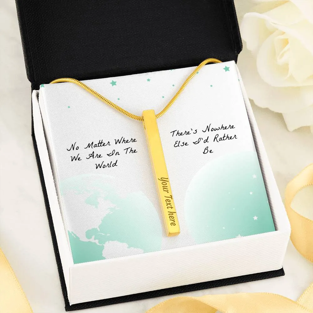 4 Sided Custom Bar Necklace With A Romantic Message Card