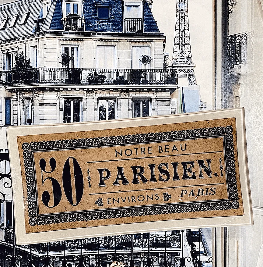 50 Parisian Ticket Brown Decoupage Glass Tray