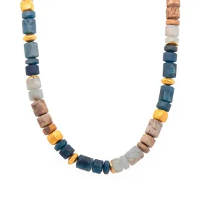 8mm Aquamarine, Apatite, Jasper, Silber 24K Gold Vermeil Necklace