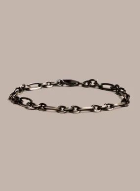 925 Sterling Silver and Black Titanium Chain Bracelet for Men