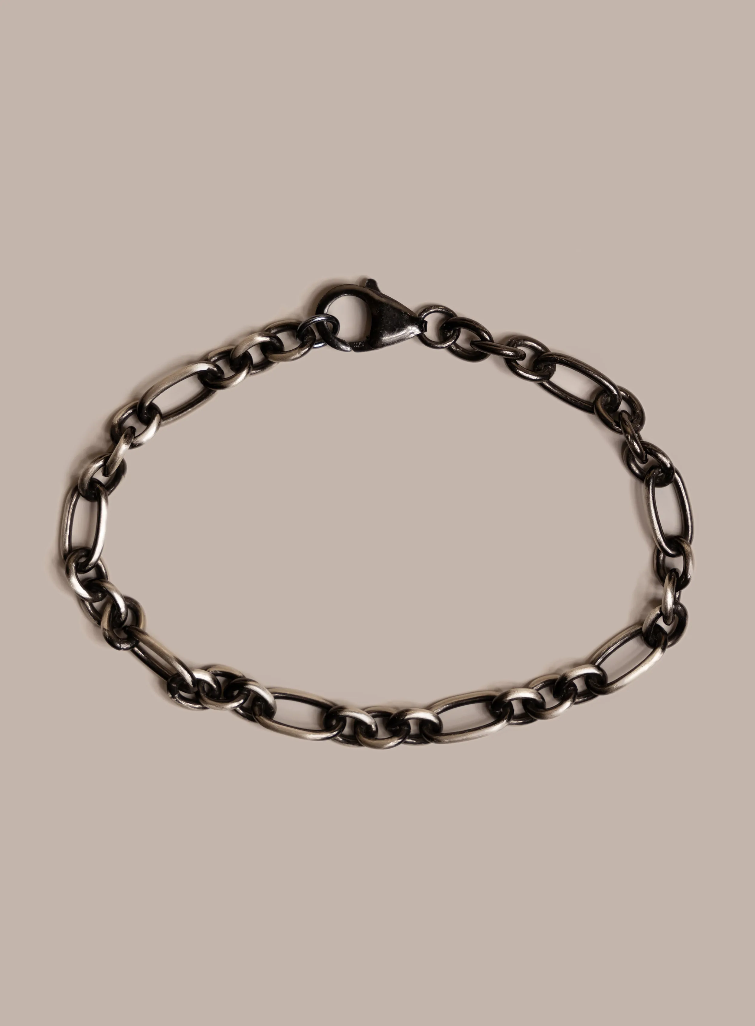 925 Sterling Silver and Black Titanium Chain Bracelet for Men