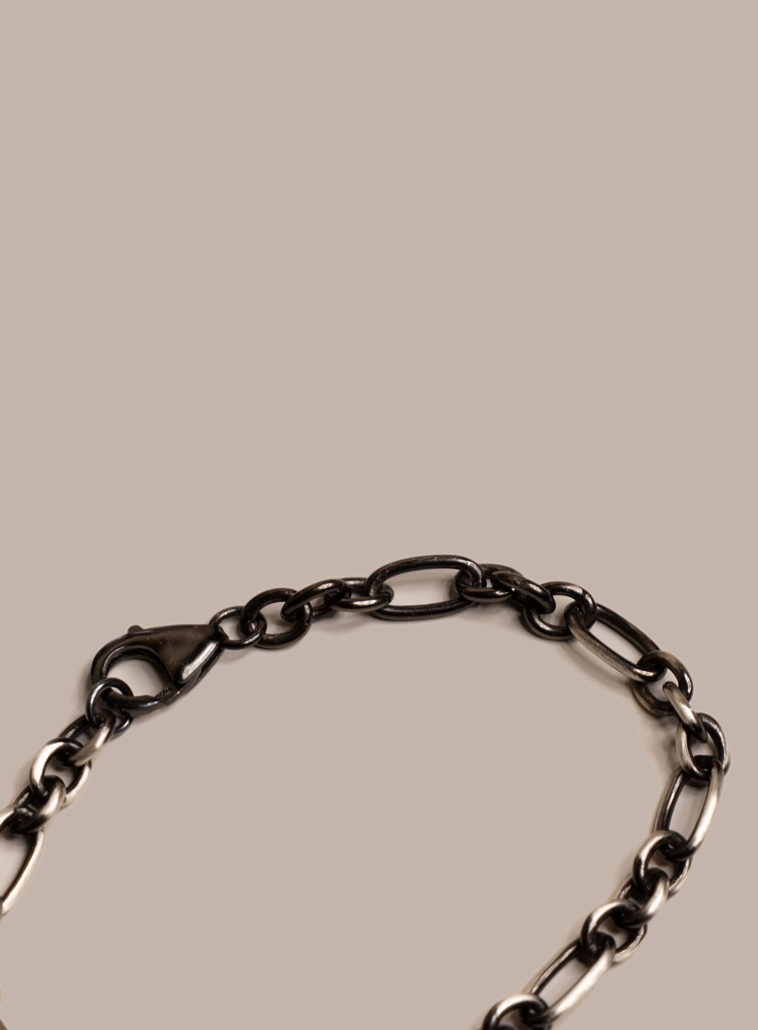 925 Sterling Silver and Black Titanium Chain Bracelet for Men