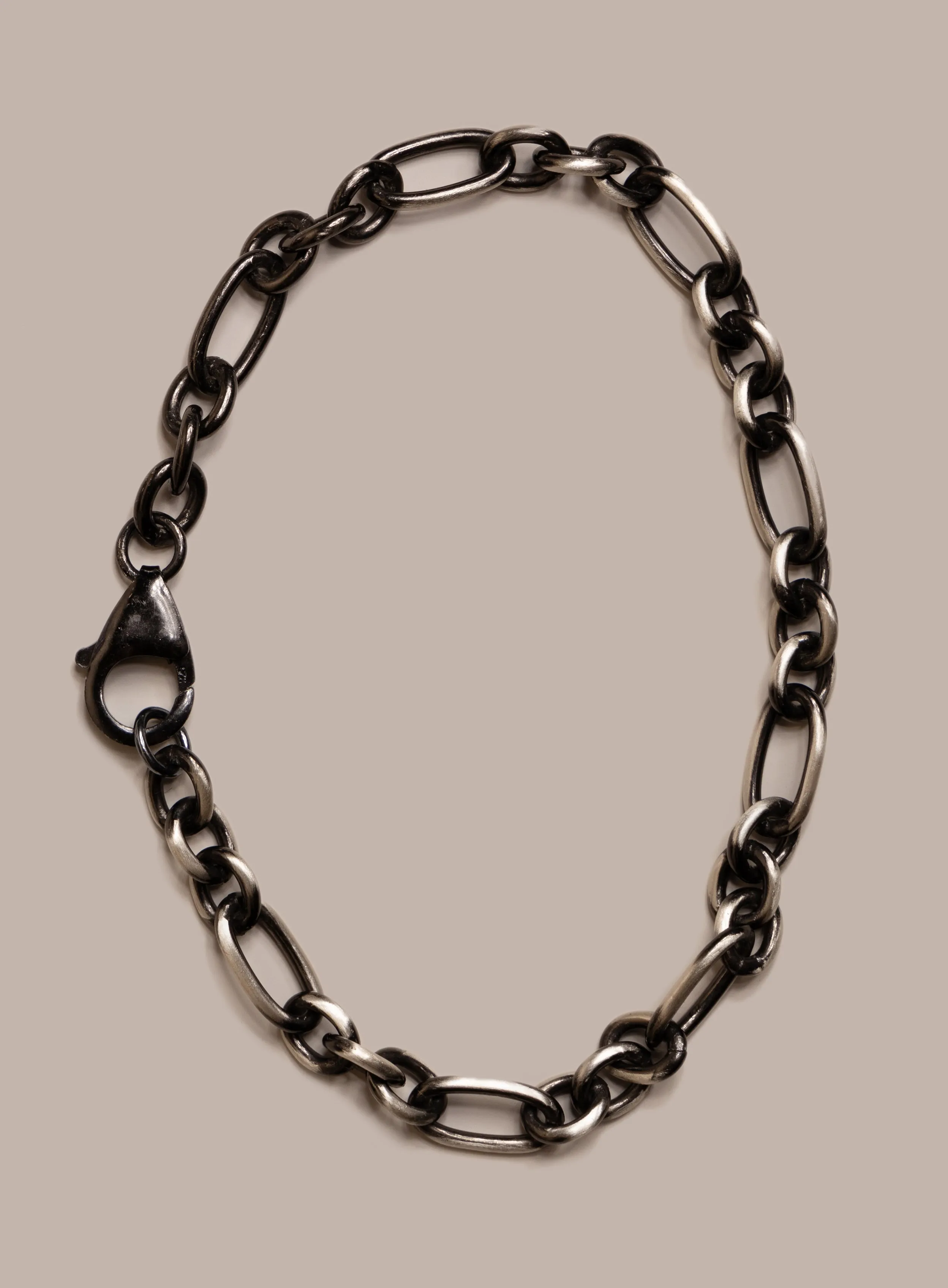 925 Sterling Silver and Black Titanium Chain Bracelet for Men